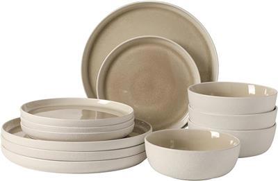 Amazon.com | Gibson Elite Tahoe Sunset 12-Piece Reactive Stoneware Dinnerware Set – Matte Exterior & Shiny Interior Plates and Bowls, Durable Everyday
