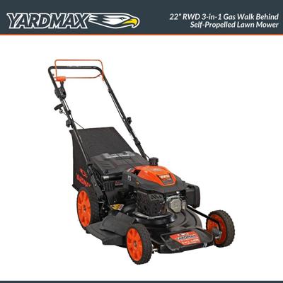 YARDMAX 22 in. 201 cc SELECT PACE 6 Speed CVT High Wheel RWD 3-in-1 Gas Walk Behind Self Propelled Lawn Mower YG2760 - The Home Depot