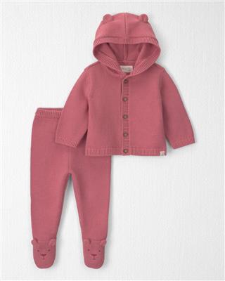 Baby Girl 2-Piece Organic Cotton Sweater Knit Cardigan & Pant Set | Carter’s Oshkosh Canada