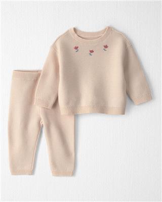 Baby Girl 2-Piece Organic Cotton Sweater Knit Top & Pant Set | Carter’s Oshkosh Canada