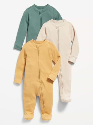 Unisex 2-Way-Zip Sleep & Play Footed One-Piece 3-Pack for Baby | Old Navy