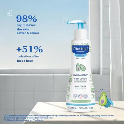 Mustela Hydra Bébé Body Lotion for Baby and Children, 300ml | Long-Lasting Moisturiser, Non-Greasy, Fast-Absorbing, Avocado Perseose, Sunflower Oil an
