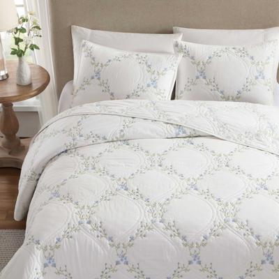 Laura Ashley Floral Embroidery Cotton Reversible Quilt Set & Reviews - Wayfair Canada