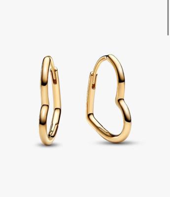 Asymmetrical Heart Hoop Earrings | Gold plated | Pandora Canada