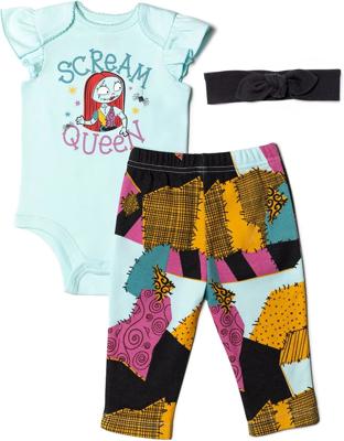 Amazon.com: Disney Nightmare Before Christmas Sally Newborn Baby Girls Bodysuit Pants and Headband 3 Piece Set Blue 3-6 Months: Clothing, Shoes & Jewe
