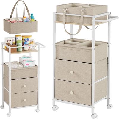 Amazon.com: Modanais Baby Diaper Caddy Organizer Cart with Drawers - 3In1 Rolling Storage Cart with Wheels, Removable Diaper Caddy, Detachable Divider