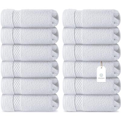 White Classic Luxury Cotton Washcloth 13x13 - Set of 12