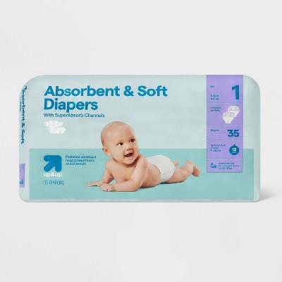 Disposable Diapers - Size 1 - 35ct - up&up™: Diaper Weight Range 8 to 14 lbs, Absorption Channels, Hypoallergenic : Target