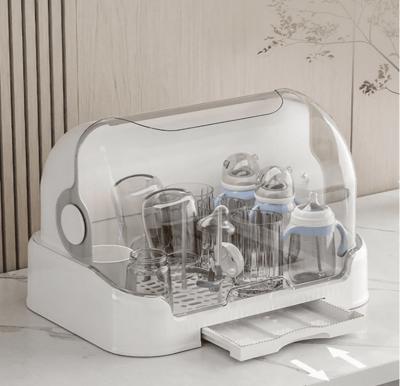 Baby Bottle Drying Rack With Lid Baby Bottle Storage Box With Removable Drain Tray Space Saving Baby Bottle Rack Dryer Reusable Bottle Rack Holder For
