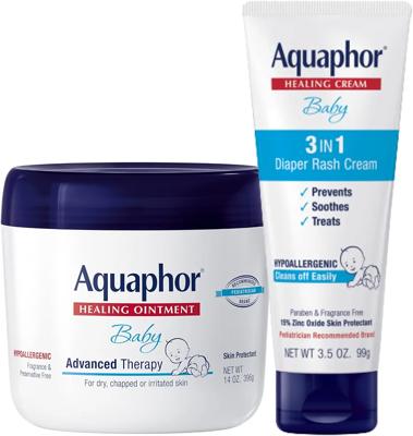 Amazon.com: Aquaphor Baby Healing Ointment (14 Oz) + 3-in-1 Diaper Rash Cream (3.5 Oz), Hypoallergenic and Fragrance Free Skin Care Set for Babies : B