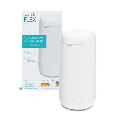 Munchkin® FLEX Diaper Pail, Odor Control, Compact Size, Tap Lid to Open, White - Walmart.com