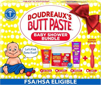 Amazon.com: Boudreaux’s Butt Paste Baby Shower Bundle with 3 Newborn Essentials – Zinc Oxide Diaper Rash Cream (14 Oz Jar & 2 Oz Tube), Preventative O