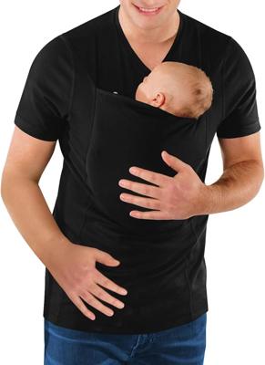 Mens Baby Carrier Shirt V Neck Short Sleeve T-Shirts for Men Skin to Skin T-Shirt with Pocket Dark Grey | Amazon.com