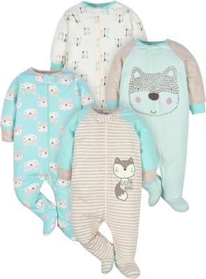 Amazon.com: Gerber Baby Boys 4 Pack Sleep N Play Footie, Jungle Blue, 0-3 Months: Clothing, Shoes & Jewelry