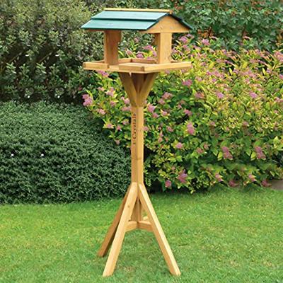 Crystals Premium Wooden Bird Table - Bird Feeding Table - Free Standing Bird House - Heavy Duty Bird Feeder for Garden Birds