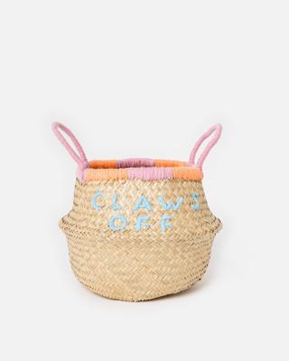 Claws Off Embroidered Seagrass Pet Storage Basket | Oliver Bonas