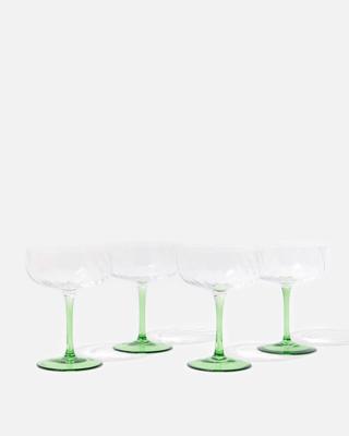 Alba Green Champagne Saucers Set of Four | Oliver Bonas