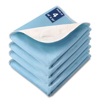 SOLOSHINE Washable Waterproof Underpads, 24 x 18 (4 Pack) Reusable Incontinence Pads for Chair, Bassinet, Crib, Car Seat, Sofa, Wheelchair, Small Si