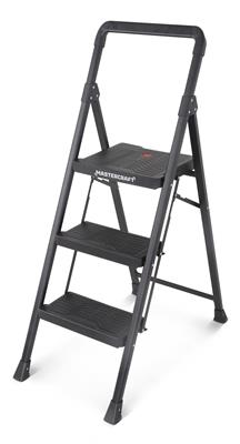 Mastercraft 3-Step Metal/Plastic Folding Step Stool, 250-lb, 3.9 ft