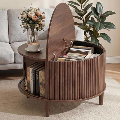 Amazon.com: DUMOS Coffee Table, Round Coffee Tables with Storage, Fluted Center Table for Living Room, 31.69 Mid Century Modern Table with Sliding Cab