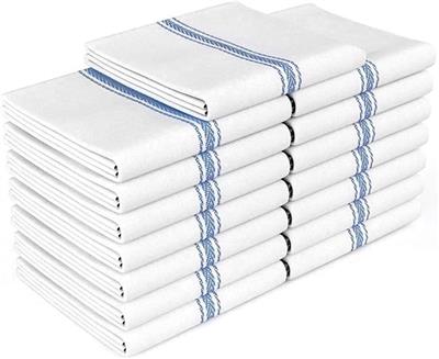 Amazon.com: Zeppoli Classic Dish Towels - 15 Pack - 14 by 25 - 100% Cotton Kitchen Towels - Reusable Bulk Cleaning Cloths - Blue Hand Towels - Super