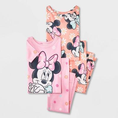 Toddler Girls 4pc Snug Fit Disney Minnie Mouse Cotton Pajama Set - Pink/Orange 2T : Target