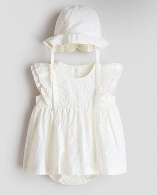 White 2-piece Patterned Muslin Set for kids | H&M CA