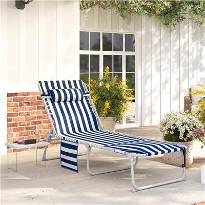 Arlmont & Co. Tanning Chair Set of 2 with Face Hole, Side Table, 5-Position Reclining Folding Chaise Lounge Chair Outdoor Lounger Recliner, Carry Stra