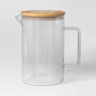 59 fl oz Glass Beverage Pitcher with Wood Lid - Threshold™: Dishwasher-Safe, Cadmium-Free, Cold Drink Server : Target