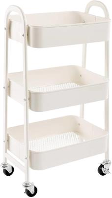 DOEWORKS Storage Trolley on Wheels Kitchen Trolleys Metal 3-Tier Trolley for Book Beauty Craft Trolleys Rolling Utility Storage Cart for Room Bathroom