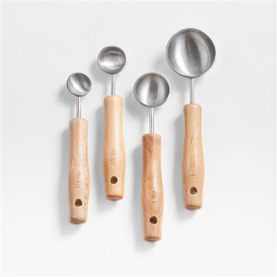 Crate & Barrel Beechwood and Stainless Steel Measuring Spoons   Reviews | Crate & Barrel