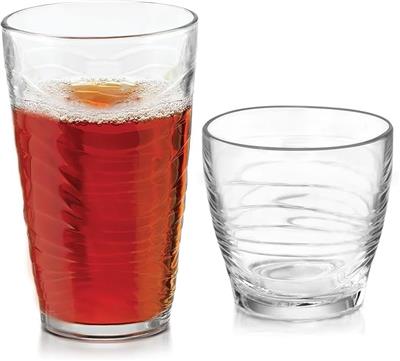 Amazon.com | Libbey Ascent Tumbler and Rocks Drinking Glasses Set of 16, Glass Drinking Glasses with Curvature, Versatile Glassware Set for Parties an