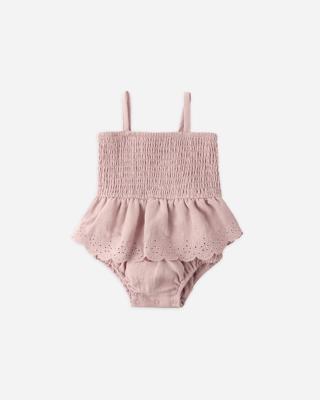 Smocked Skirted Romper Mauve – Quincy Mae