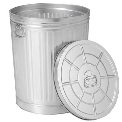 Round Galvanized Steel, Trash Can with Lid - Durable Metal Bucket for Backyard, Lawn, Garden and Yar