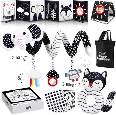 Amazon.com: Joyreal High Contrast Baby Toys for Newborn, Black and White Baby Sensory Toys with Car Seat Toys,Infant Toys with Black White Cards Book,