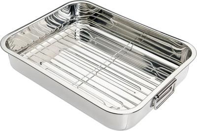 KitchenCraft Roasting Tin with Rack, Stainless Steel Roasting Tin, Medium, 37 x 28 cm, Silver : Amazon.co.uk: Home & Kitchen