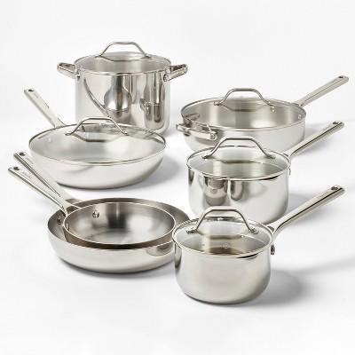 12pc Stainless Steel Cookware Set with 6pc Pan Protectors Silver - Figmint™ : Target