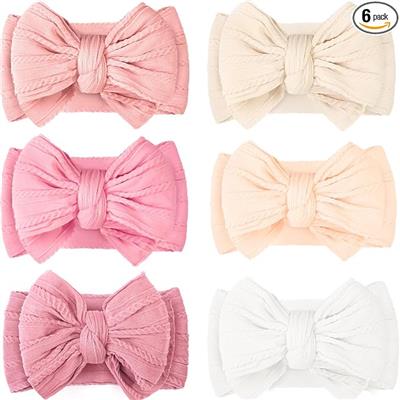 Amazon.com: CÉLLOT 6 Pcs Baby Bows Headbands Nylon Hairbands Baby Girl Bows Hair Accessories for Newborn Infant Toddler Essentials (Classic Pink Serie