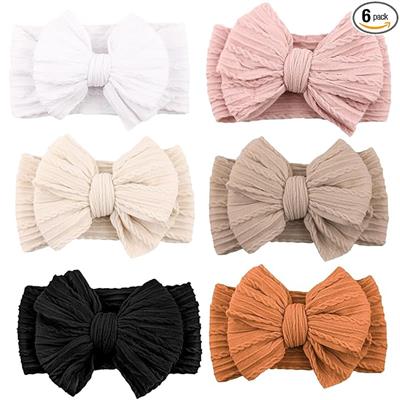 Amazon.com: Niceye Handmade Baby Headbands Soft Stretchy Nylon Hair Bands with Bows for Newborn Infant Baby Toddler Girls- Pack of 6 : Baby