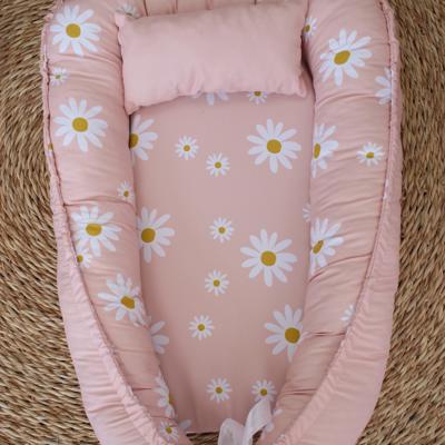 Baby Nest / Baby Sleeping Pod – Minimalistic Dusty Pink and Beige Daisy – Baby Nest/Pod | Cinnamon & Spice South Africa