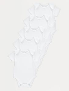 White Short Sleeve Bodysuits 5 Pack | Baby | George at ASDA