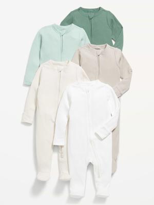 2-Way-Zip Sleep & Play Footed One-Piece 5-Pack for Baby | Old Navy