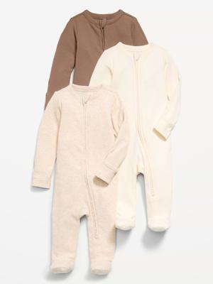 Ribbed 2-Way-Zip Sleep & Play Footed One-Piece 3-Pack for Baby | Old Navy