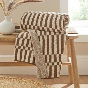 Rectangle Checkerboard Knit Throw 130cm x 180cm | Dunelm