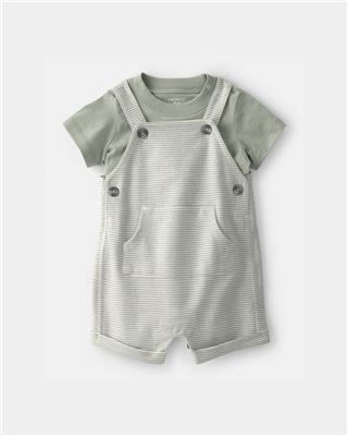 Baby Boy 2-Piece Striped Top & Shortall Set - Green | Carter’s Oshkosh Canada