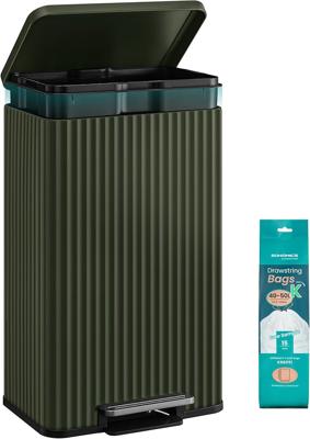 Amazon.com: SONGMICS Trash Can, 13 Gallon (50 L) Garbage Can for Kitchen, with Lid, Pedal, and Removable Inner Bucket, Soft Close, Stainless Steel, 15