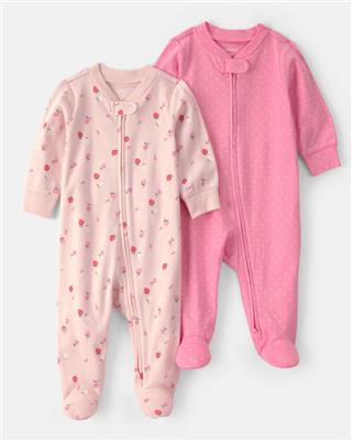 Baby Girl 2-Pack 2-Way Zip Cotton Sleeper | Carter’s Oshkosh Canada
