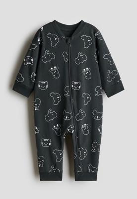 Dark gray/animals Patterned Pajama Jumpsuit for kids | H&M CA