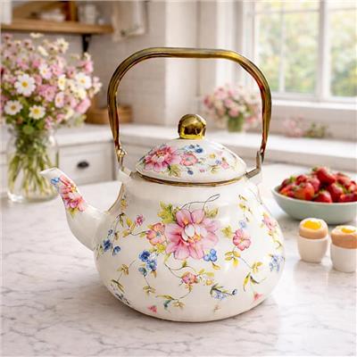 Vintage Floral Enamel Tea Kettle: Cottagecore Farmhouse Decor - Etsy