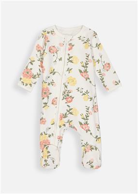 Rose Floral Organic Cotton Zip Sleepsuit | Woolworths.co.za